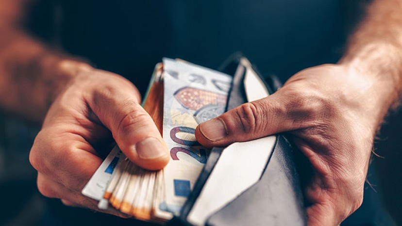 Euroscheine im Portemonnaie