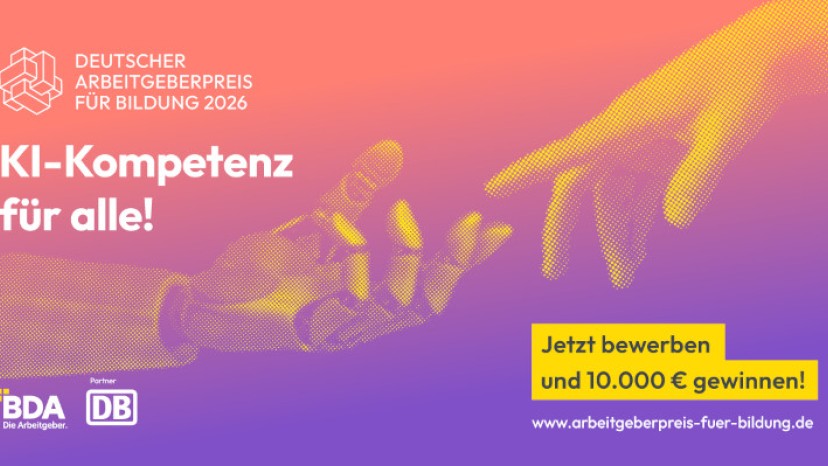 Deutscher Arbeitgeberpreis für Bildung 2026: „KI-Kompetenz für alle!“