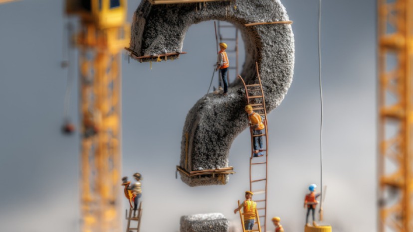 Fragezeichen auf Baustelle