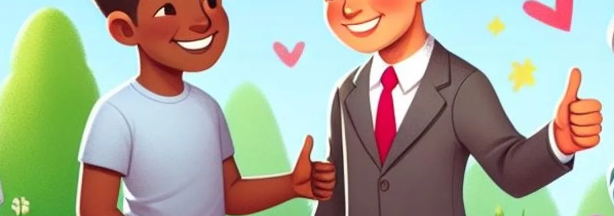 Cartoon-Grafik von zwei Männern im Gespräch